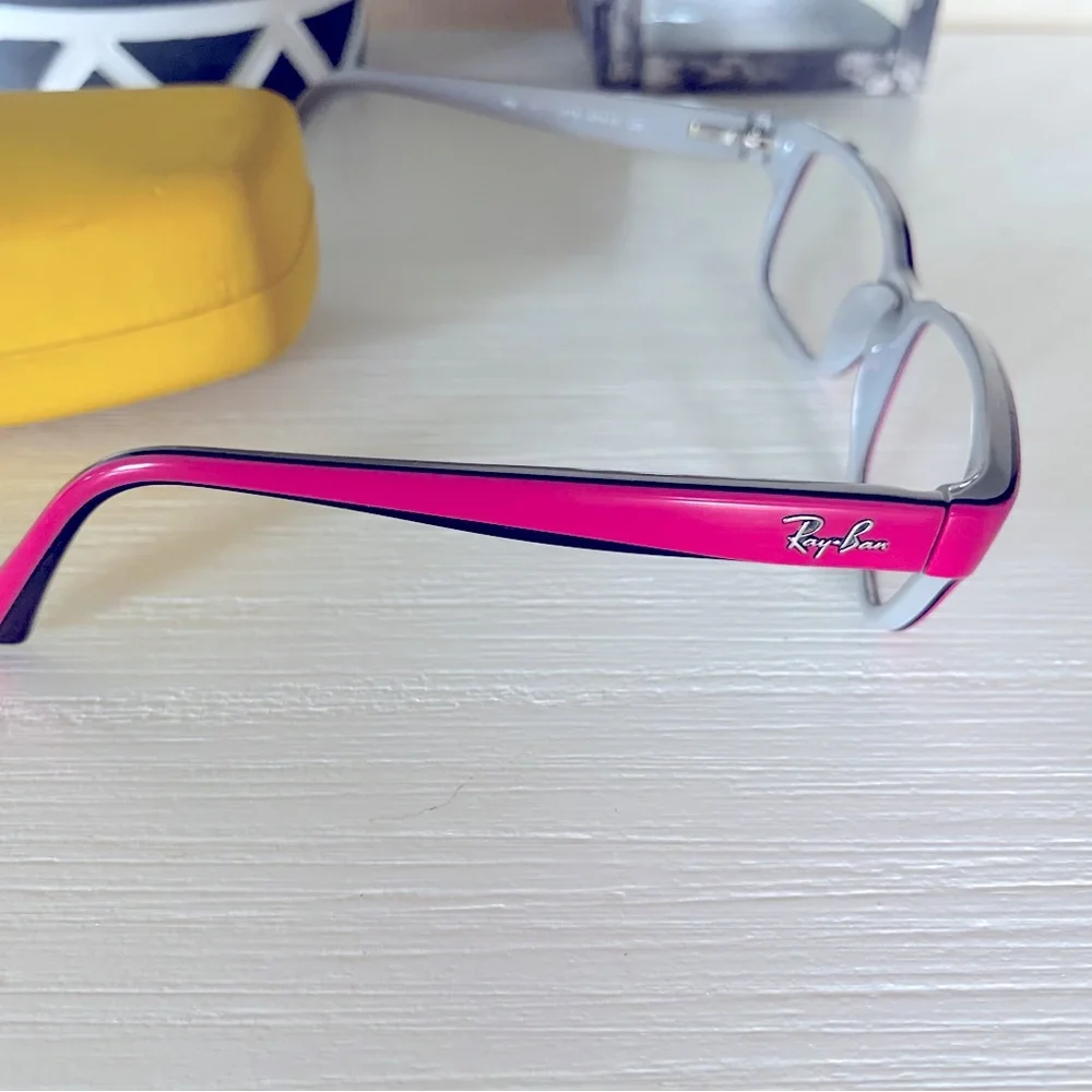 Ray-Ban RB1527 3575 Kids Eyeglasses Frames Grey Pink Rectangular W/ Case